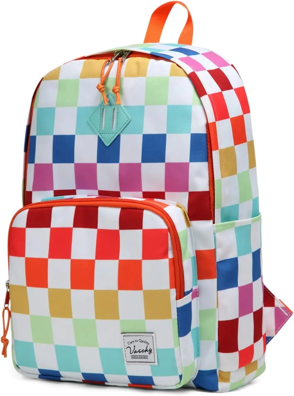 VASCHY School Backpack, Ultra Lightweight Travel Backpack for Women Schoolbag Bookbag for Kids Teen Boys Girls Multicolor