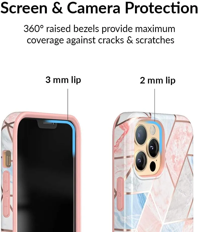 VELVET CAVIAR Compatible with iPhone 12/12 Pro Case for Women Cute - 10ft Drop Tested - Protective Phone Cover (Geometric Marble)