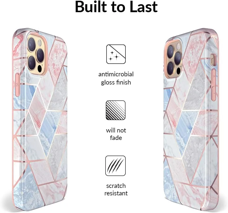 VELVET CAVIAR Compatible with iPhone 12/12 Pro Case for Women Cute - 10ft Drop Tested - Protective Phone Cover (Geometric Marble)