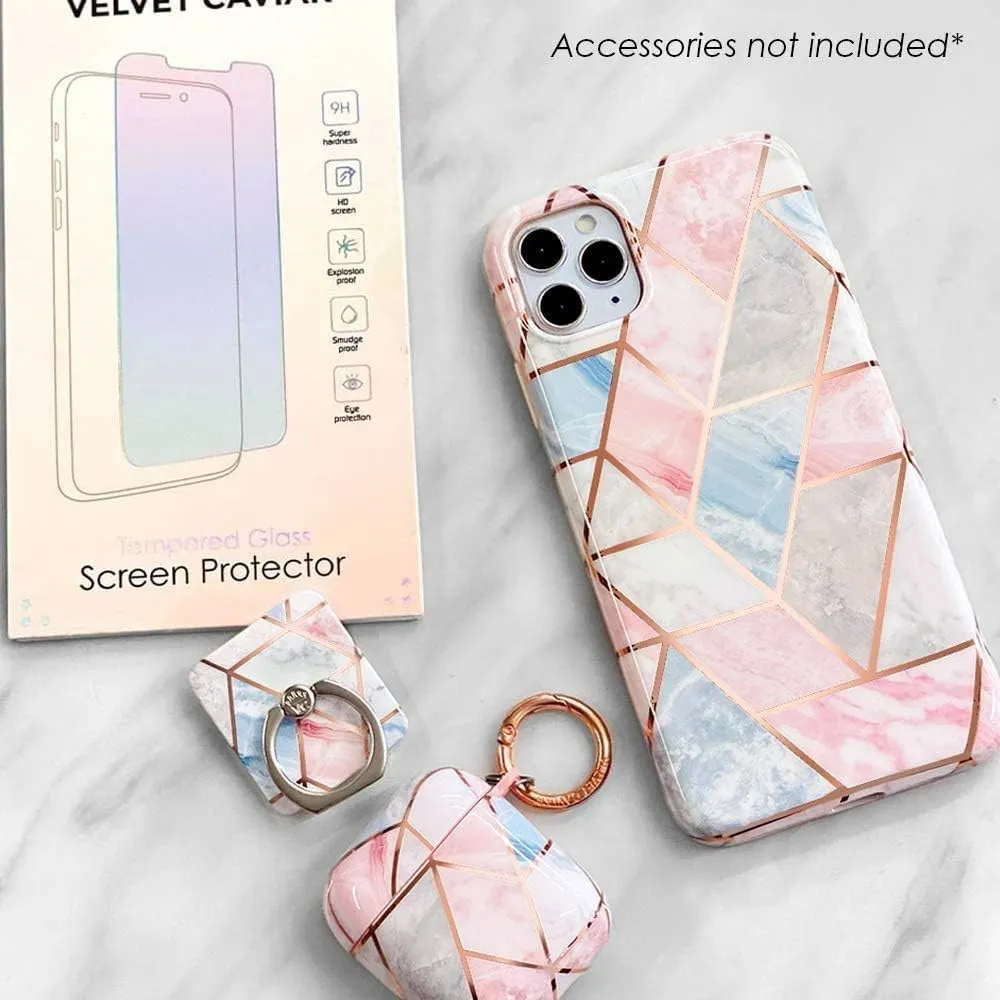 VELVET CAVIAR Compatible with iPhone 12/12 Pro Case for Women Cute - 10ft Drop Tested - Protective Phone Cover (Geometric Marble)