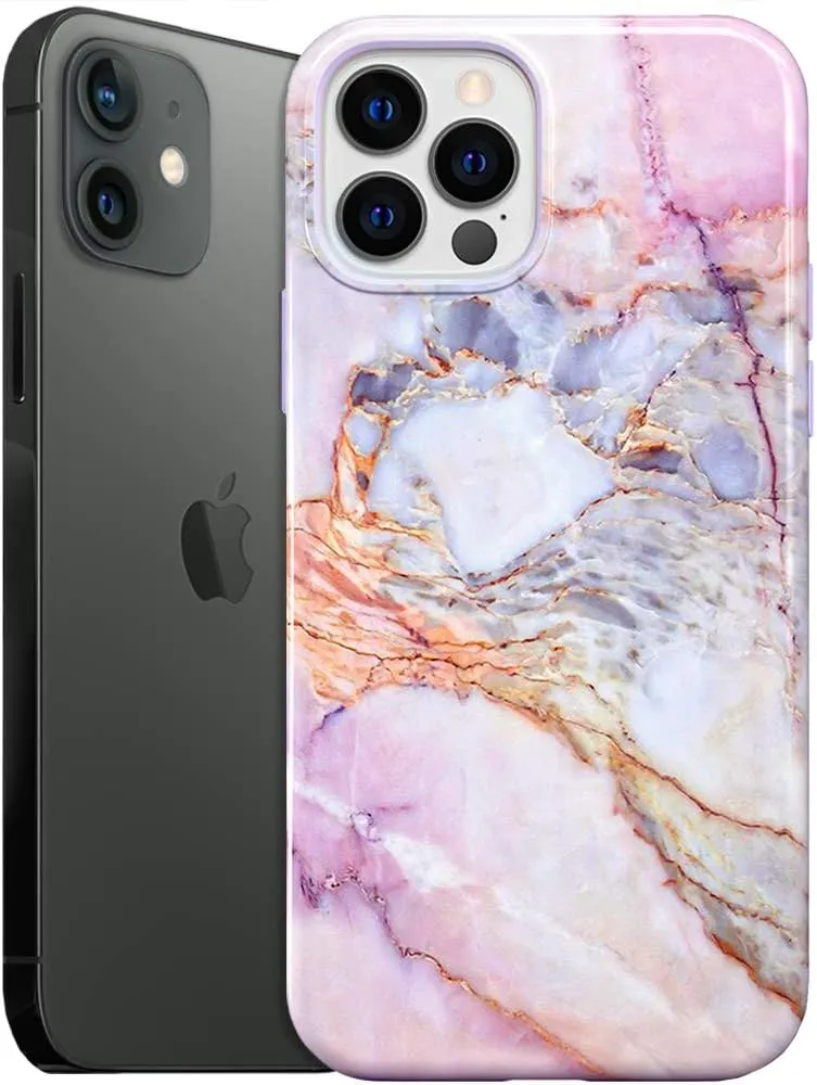 VELVET CAVIAR Compatible with iPhone 12/12 Pro Case for Women Cute - 10ft Drop Tested - Protective Phone Cover (White Marble)