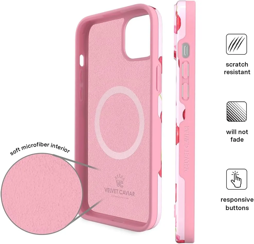 VELVET CAVIAR for iPhone 15 Plus Case - Compatible with MagSafe - 10ft Drop Tested - Pink Bows, Sweet Cherry