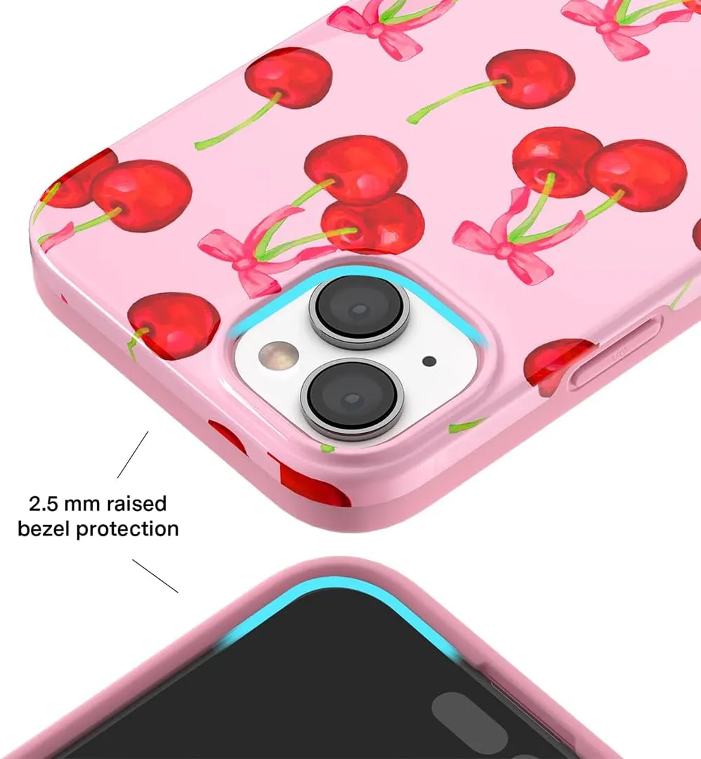 VELVET CAVIAR for iPhone 15 Plus Case - Compatible with MagSafe - 10ft Drop Tested - Pink Bows, Sweet Cherry