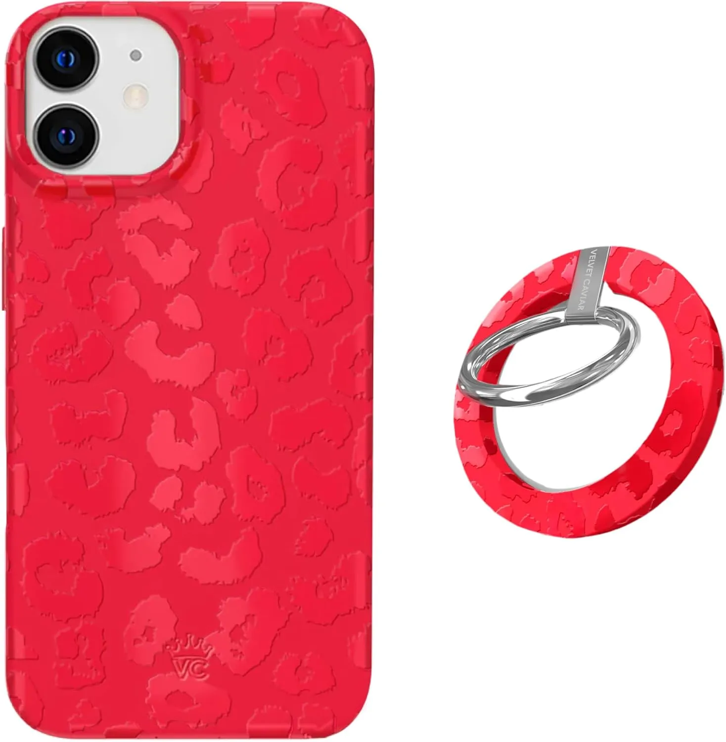 VELVET CAVIAR MagSafe Grip   iPhone 12/12 Pro Case (Bundle - Red Leopard)