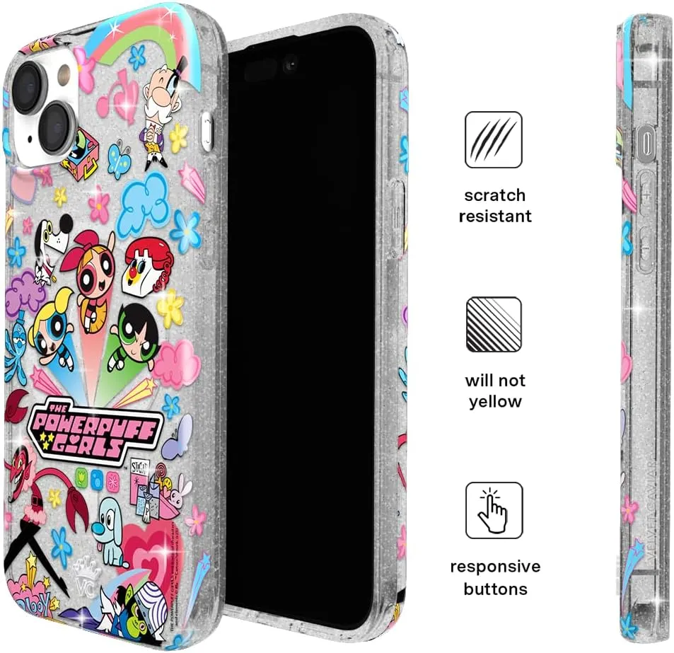 VELVET CAVIAR x The Powerpuff Girls for iPhone 15 Case - Compatible with MagSafe [10 ft Drop Tested] - Girly Cute Phone Cover (Girl Power Glitter)