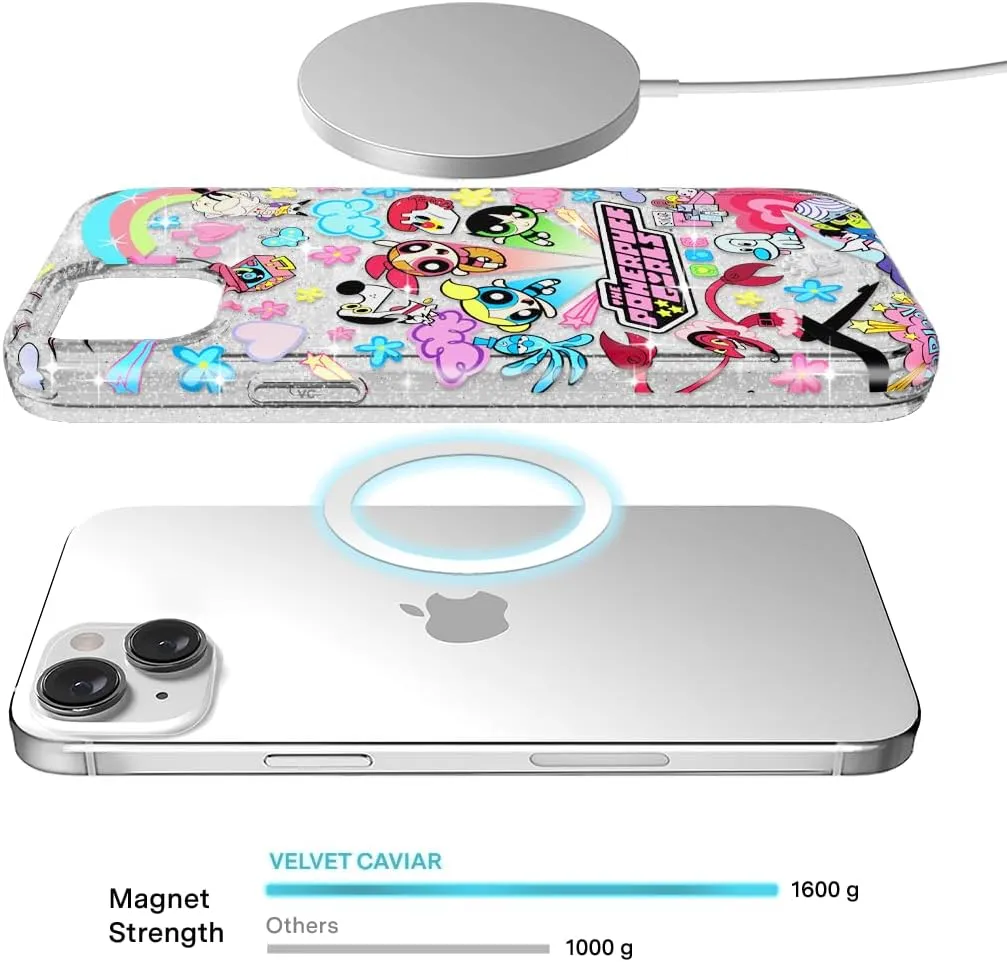 VELVET CAVIAR x The Powerpuff Girls for iPhone 15 Case - Compatible with MagSafe [10 ft Drop Tested] - Girly Cute Phone Cover (Girl Power Glitter)