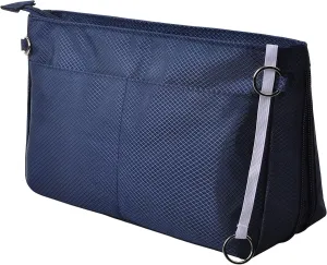 Vercord Expandable Nylon Handbag Purse Organizer Insert Liner Shaper Bag in Bag Navy XLarge
