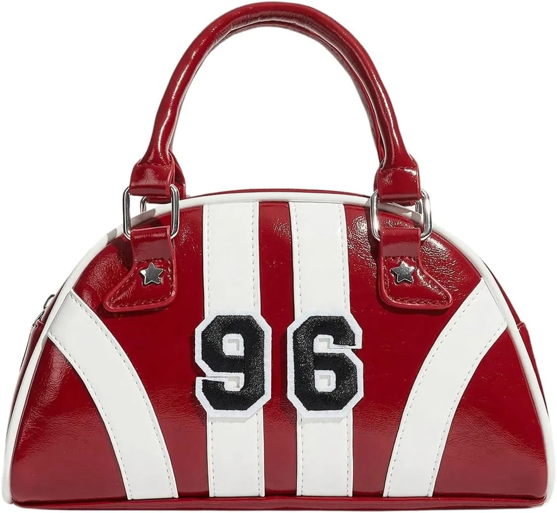 Verdusa Women's Colorblock Satchel Bag Zipper Leather Top Handle Bag