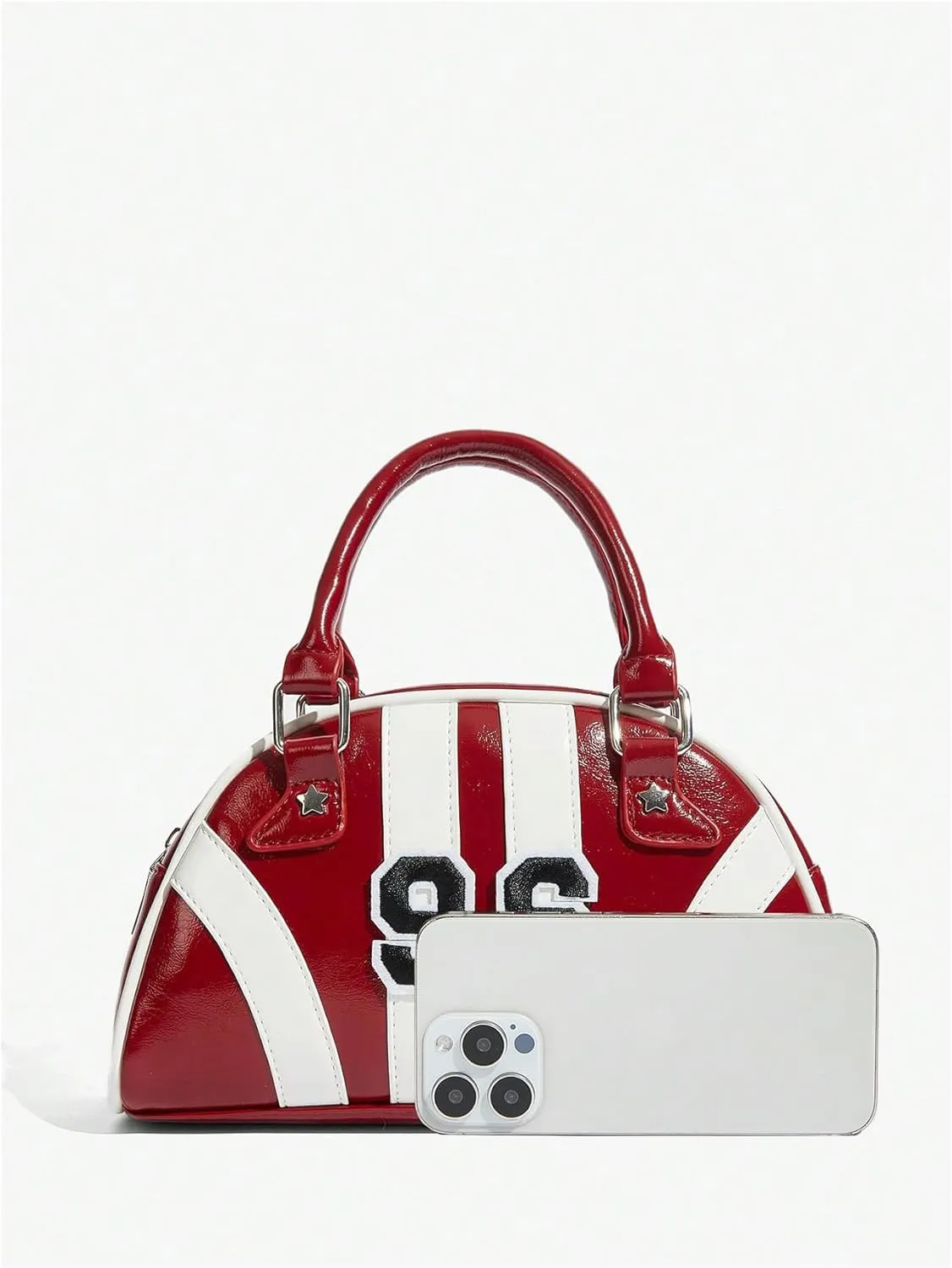 Verdusa Women's Colorblock Satchel Bag Zipper Leather Top Handle Bag