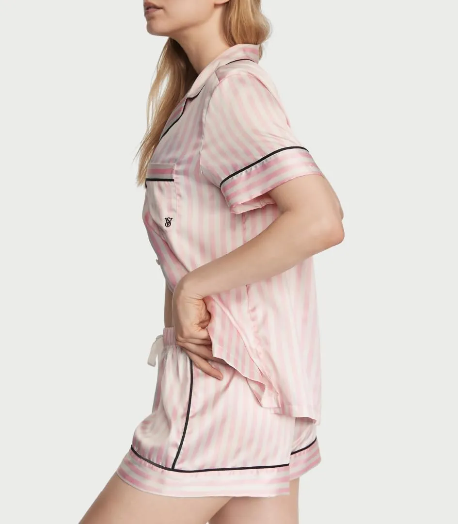 Victoria's Secret Satin Pajama Set, Short Sleeve Button Down Shirt & Shorts, Sleepwear for Women (XS-XXL)