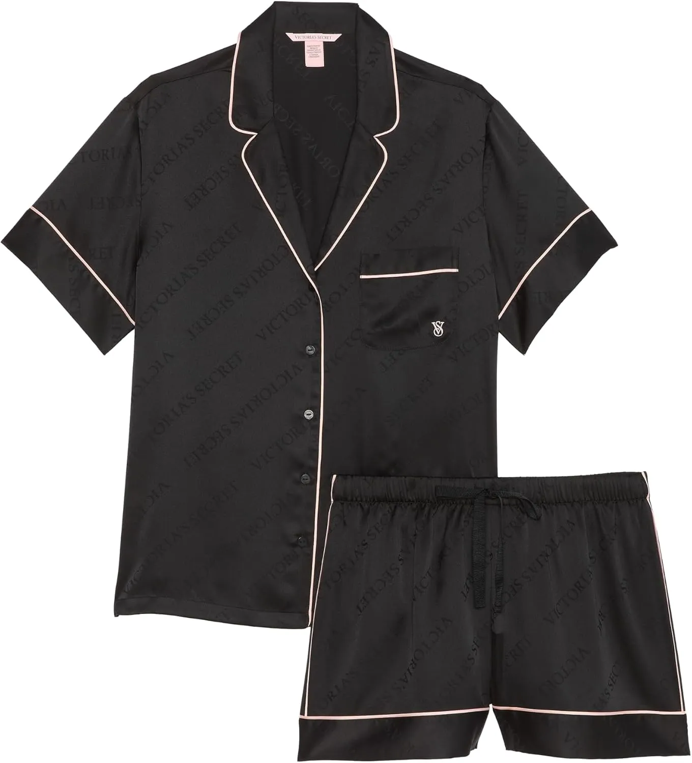 Victoria's Secret Satin Pajama Set, Short Sleeve Button Down Shirt & Shorts, Sleepwear for Women (XS-XXL)