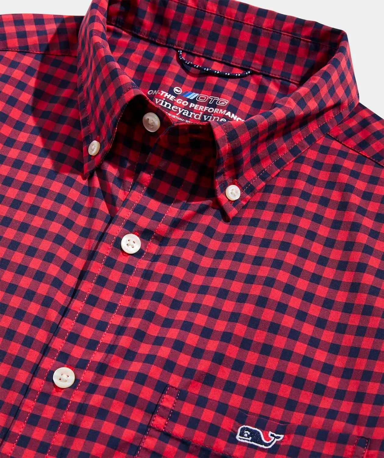 vineyard vines Men's On-The-go Nylon Gingham Shirt