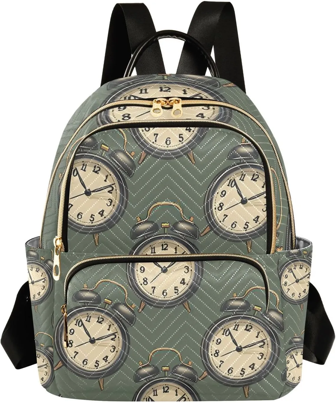 Vintage Alarm Clocks Mini Backpack Purse for Women Shoulder Bag Fashion Daypack Ladies Handbag Lightweight Travel Bag Rucksack