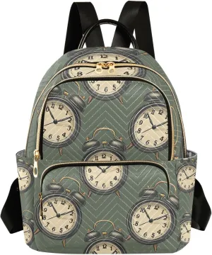 Vintage Alarm Clocks Mini Backpack Purse for Women Shoulder Bag Fashion Daypack Ladies Handbag Lightweight Travel Bag Rucksack