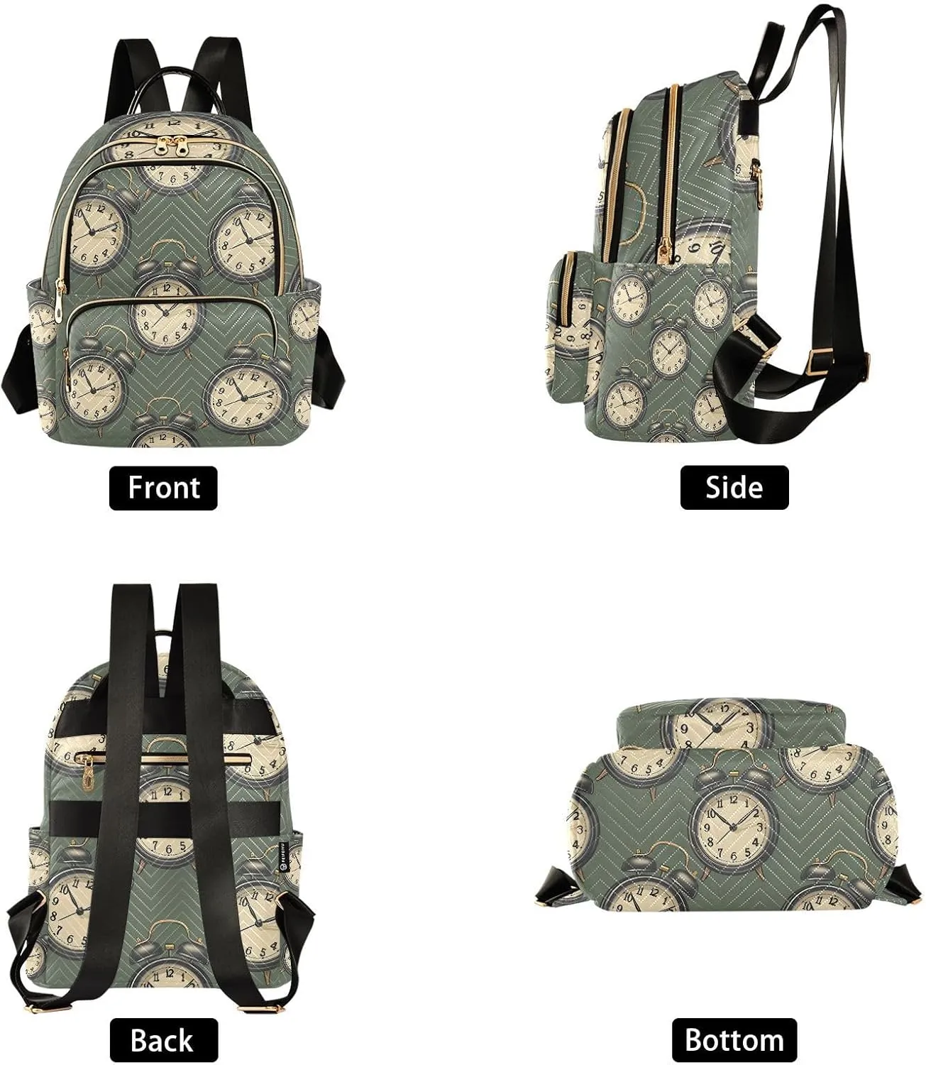 Vintage Alarm Clocks Mini Backpack Purse for Women Shoulder Bag Fashion Daypack Ladies Handbag Lightweight Travel Bag Rucksack