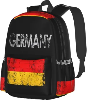Vintage Germany German Flag Pride Laptop Commuter Backpack Shoulder Bag Casual Back Pack Daypack Bags With Side Pockets For Work Travel Daily Use