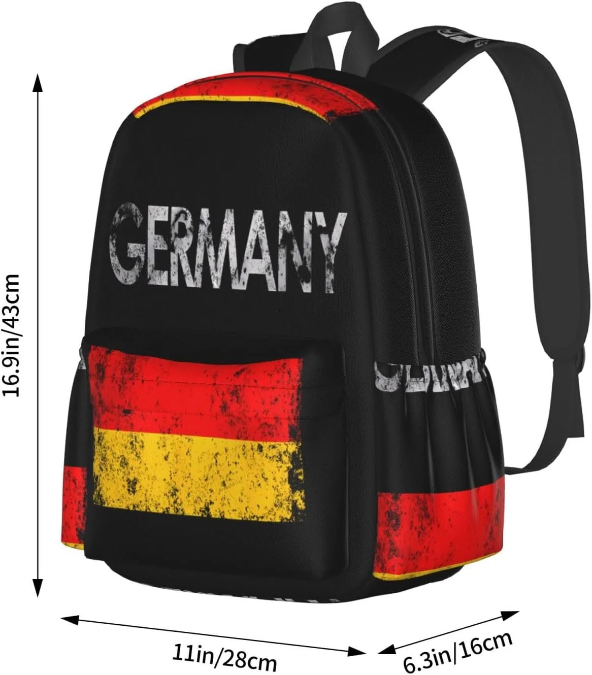 Vintage Germany German Flag Pride Laptop Commuter Backpack Shoulder Bag Casual Back Pack Daypack Bags With Side Pockets For Work Travel Daily Use