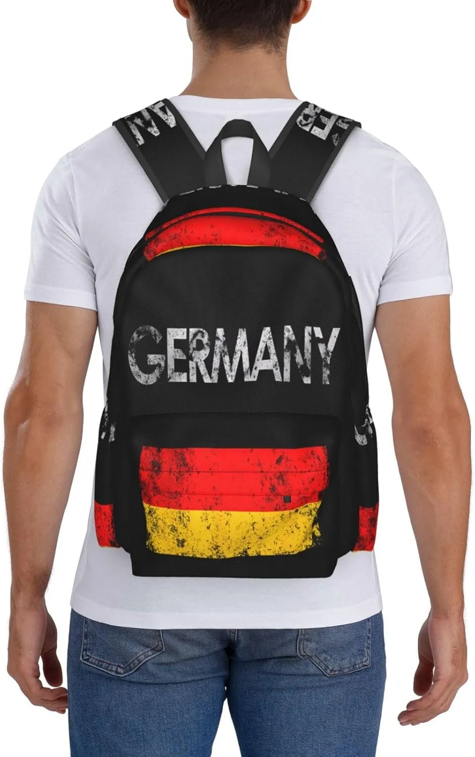 Vintage Germany German Flag Pride Laptop Commuter Backpack Shoulder Bag Casual Back Pack Daypack Bags With Side Pockets For Work Travel Daily Use