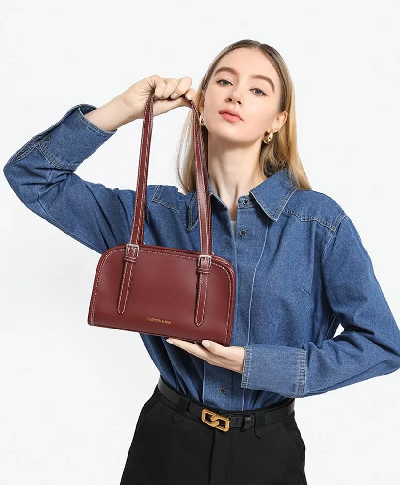 Vintage Shoulder Bags for Women Vegan Leather Hobo Handbags Y2k Purse Top Handle Tote Clutch with Adjustable Strap