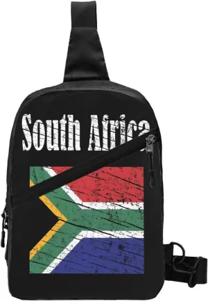 Vintage South Africa African Flag Crossbody Bag Portable Sling Bags Foldable Chest Daypack Reusable Sports Shoulder Backpack Diagonally Casual Rucksack Travel Bag