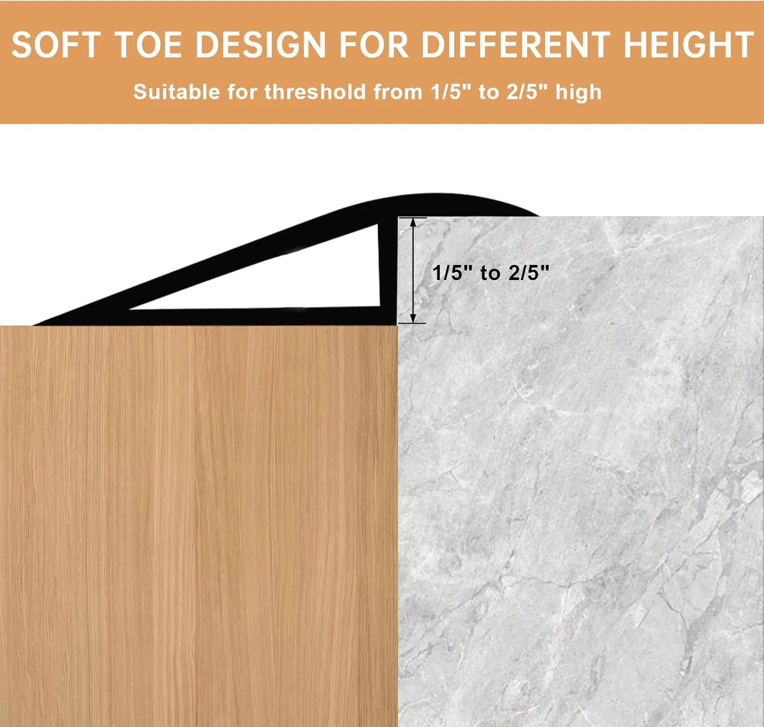 Vinyl Door Threshold Flooring Transition Strip Self Adhesive Carpet Edging Strip for Laminate Doorway Edge Threshold from 1/5" to 2/5" (Yellow Wood Grain, 3.3 Ft)