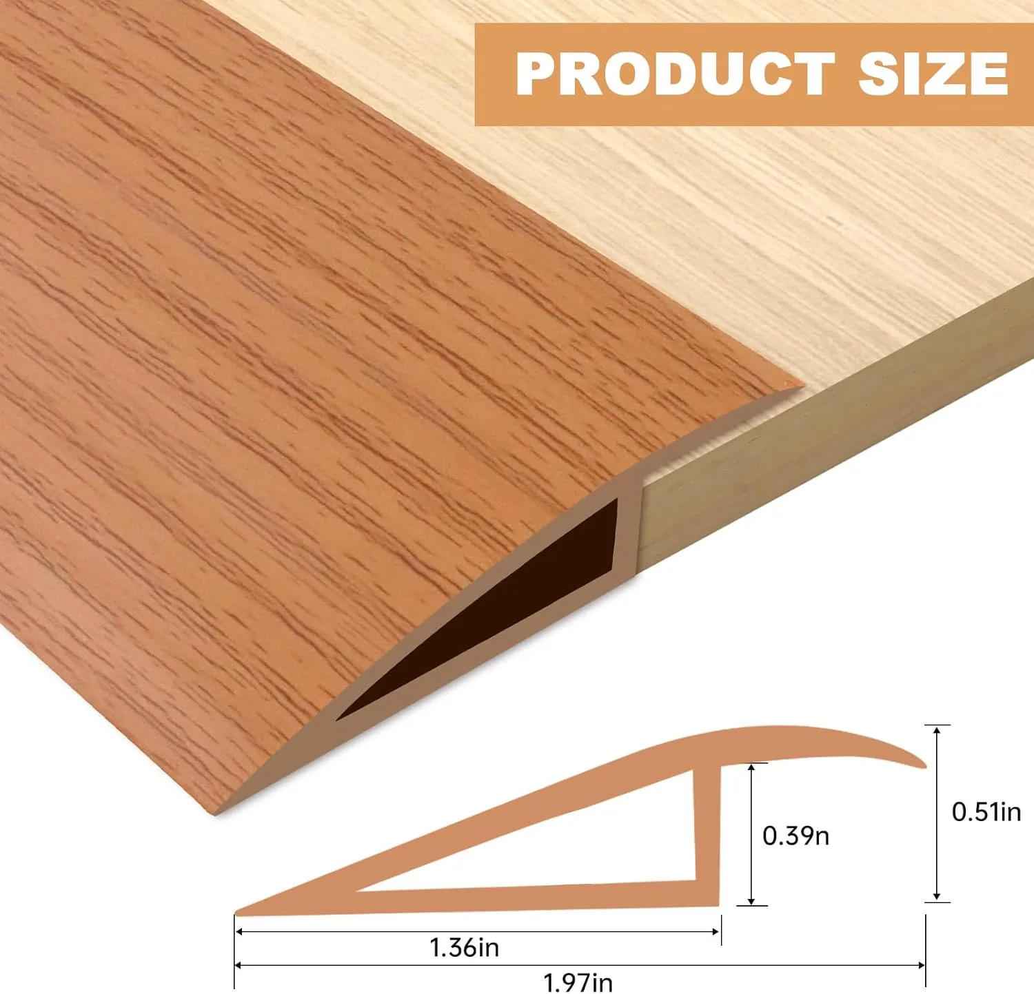 Vinyl Door Threshold Flooring Transition Strip Self Adhesive Carpet Edging Strip for Laminate Doorway Edge Threshold from 1/5" to 2/5" (Yellow Wood Grain, 3.3 Ft)
