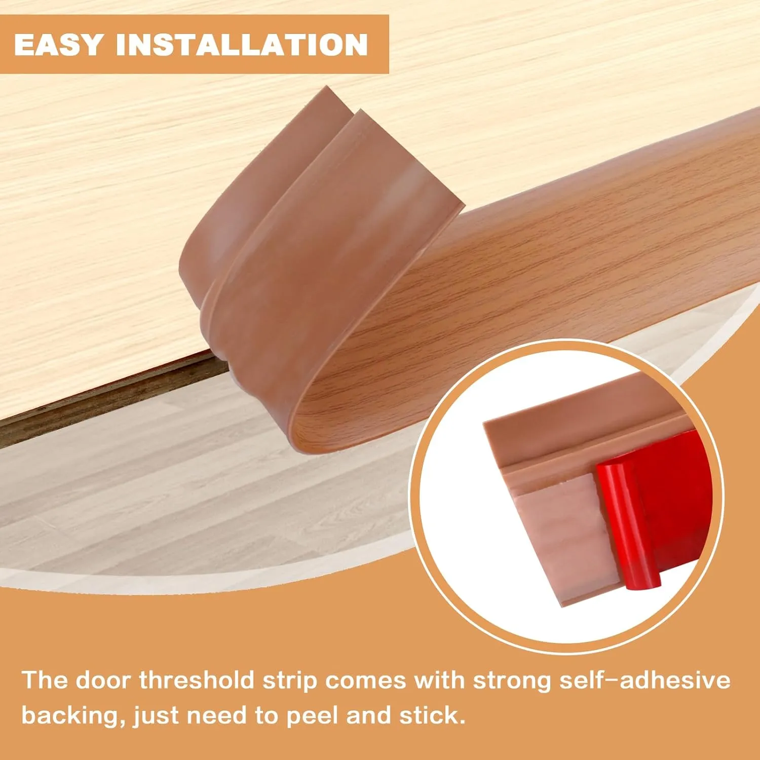Vinyl Door Threshold Flooring Transition Strip Self Adhesive Carpet Edging Strip for Laminate Doorway Edge Threshold from 1/5" to 2/5" (Yellow Wood Grain, 3.3 Ft)