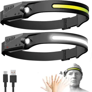 VYANLIGHT USB Rechargeable Headlamp Light COB Light LED Outdoor Sensor Headlight Waterproof headlamp (2 Pack)