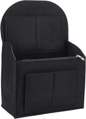 WADORN Felt Backpack Insert Organizer, Multifunctional Felt Bag in Bag Multi-Pocket Shoulder Bag Interior Shaper Travel Rucksack Insert Bag Organizer with Zipper and Handle, 10.6x5.1x14.9 Inch, Black
