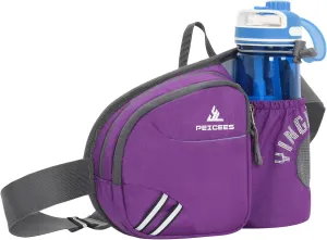 Waist Bag Fanny Pack with Water Bottle Holder for Men Women Hiking Running Dog Walking Fit All Phones (Bottle Not Included), Purple
