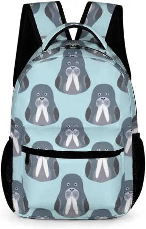 Walrus Chibi Unisex Small Backpack Lightweight Shoulder Bag Travel Daypack