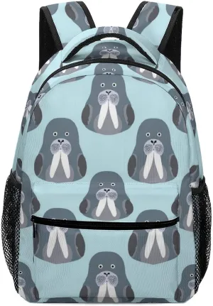 Walrus Chibi Unisex Small Backpack Lightweight Shoulder Bag Travel Daypack