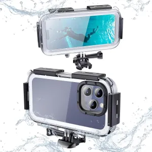 Waterproof Phone Case for iPhone 14 Pro/15 Pro, Underwater Snorkeling Diving Phone Case, Outdoor Extreme Sports Travel Essentials Shockproof Anti-Dust Phone Case, Clear