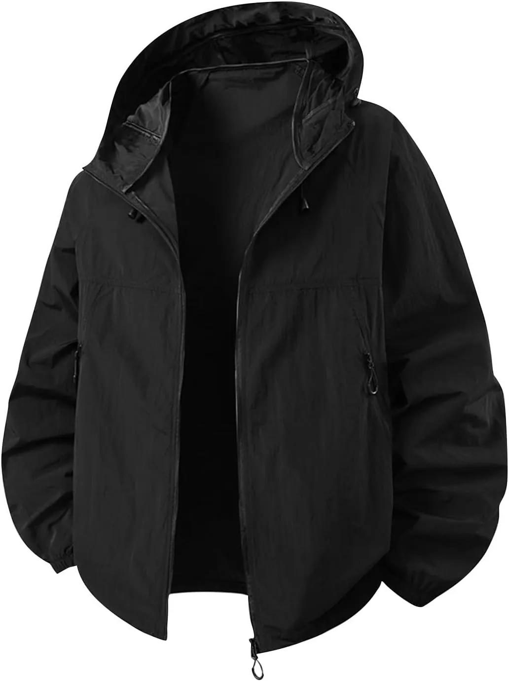 Waterproof Rain Jacket Mens Outdoor Plain Windbreaker Hiking Unisex Raincoats Jogging Breathable Rain Coats