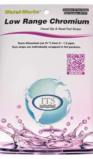 WaterWorks Low Range Chromium Test Strip| 30 Individually Wrapped Test Strips in Pocket Pack | Test Hexavalent Chromium | Lowest Detection