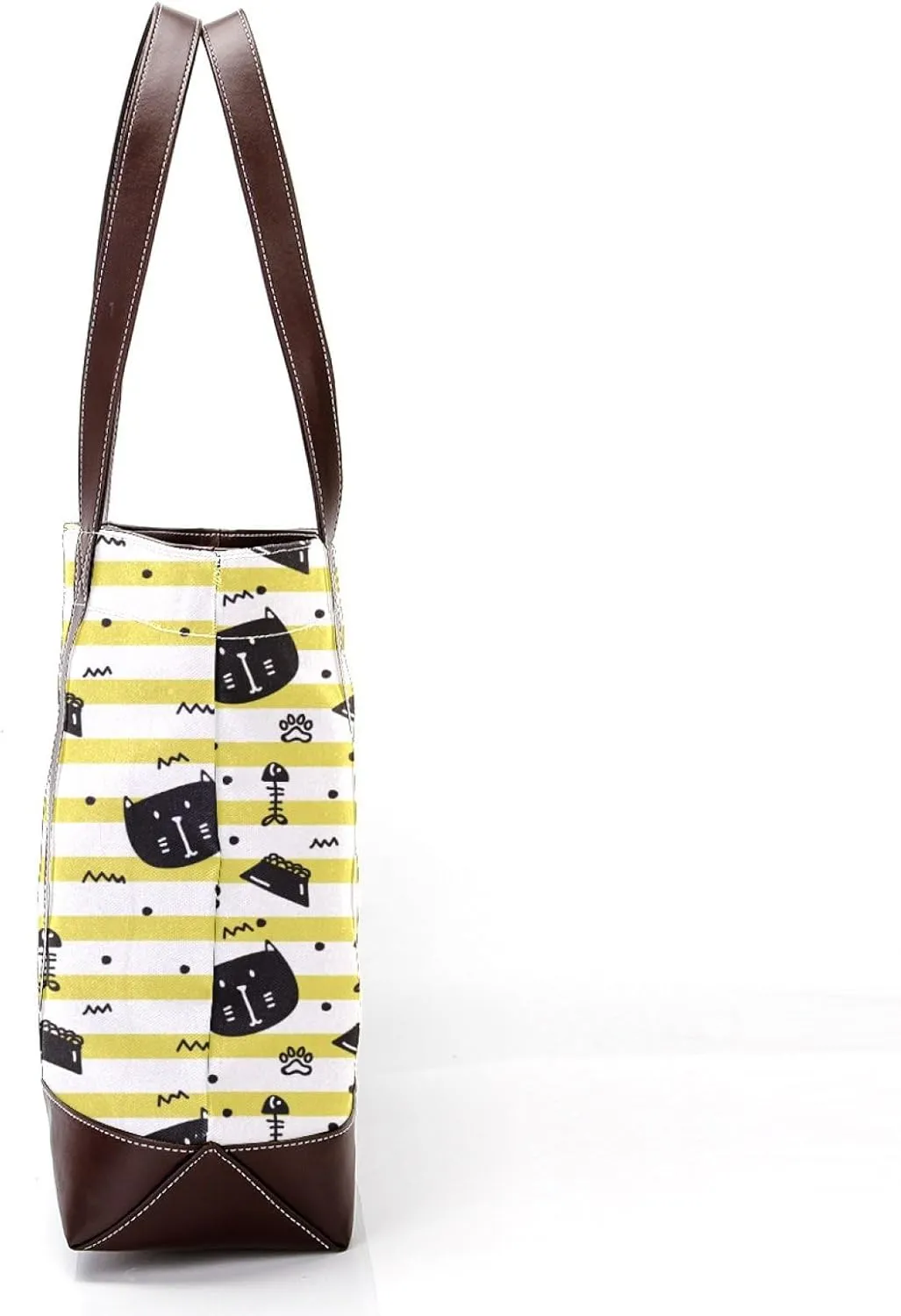 Waving Cute Cat Tote Bags Durable Leather Canvas Purses and Handbags for Women