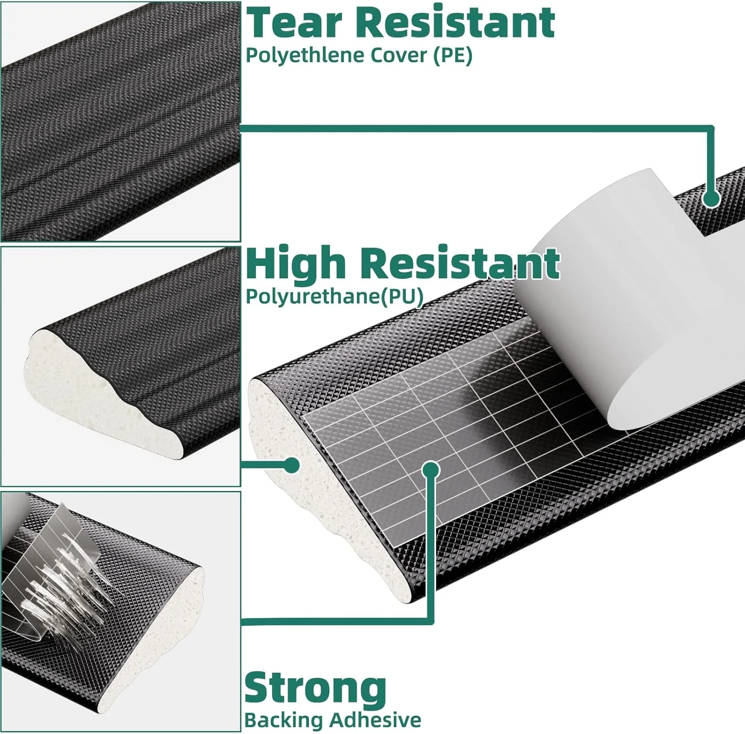 Weather Stripping Door Seal, 196 inch*3 Pack Wedge Window Seal Strip, Soundproofing,Strong Adhesive,Lightproof,Noise-Reduction,Weatherproof Foam Tape Insulation for Sliding Door, Door Frame