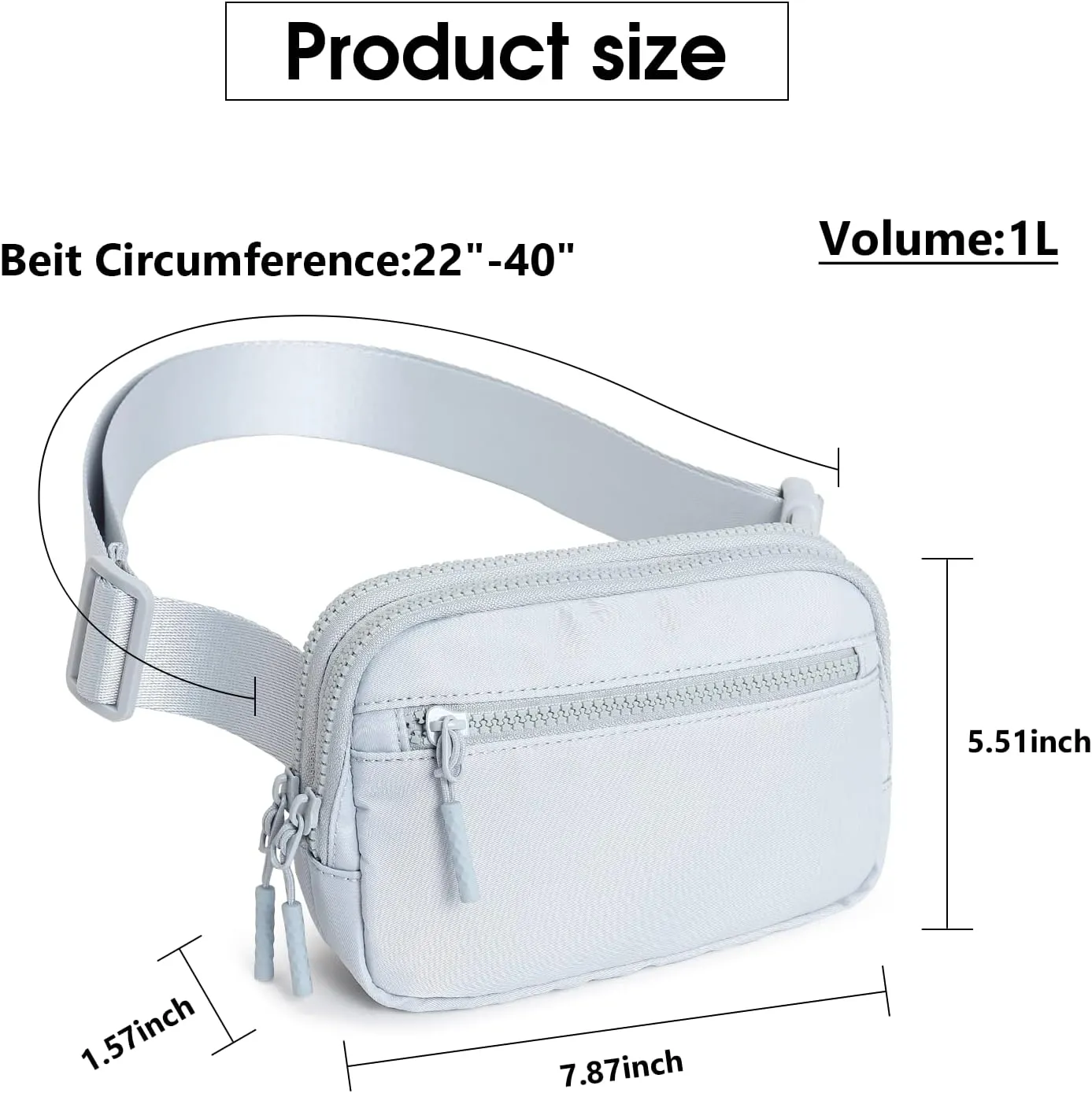 WESTBRONCO Fanny Packs for Women Men, Belt Bag with 4 Zipper Pockets, Fashion Waist Packs, Lightweight Crossbody Bags with Adjustable Strap for Workout/Running/Hiking