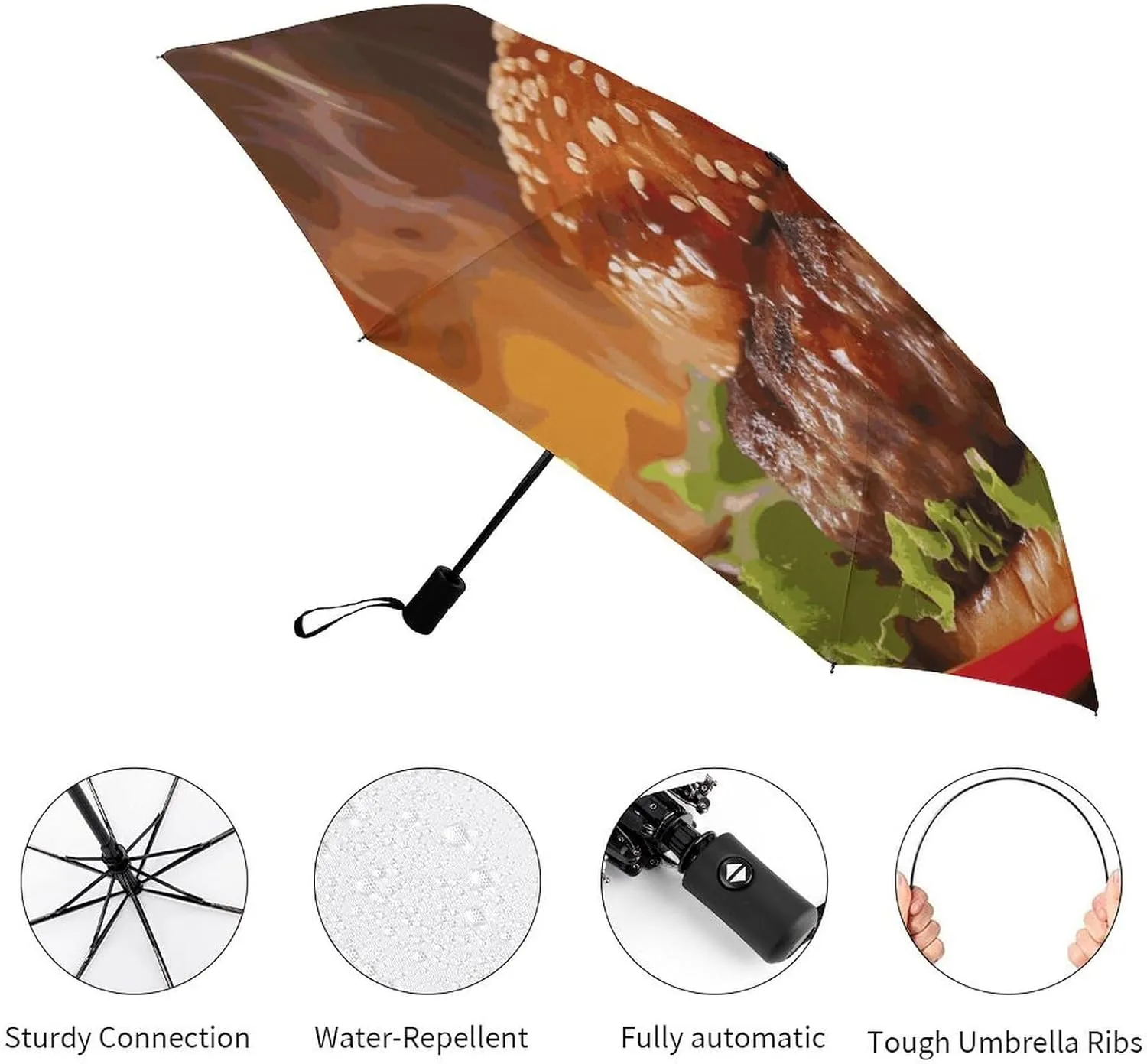 Windproof Travel Umbrella Abstract 3D Art Lion Compact Lightweight Portable Automatic Umbrellas for Rain for Car Backpack