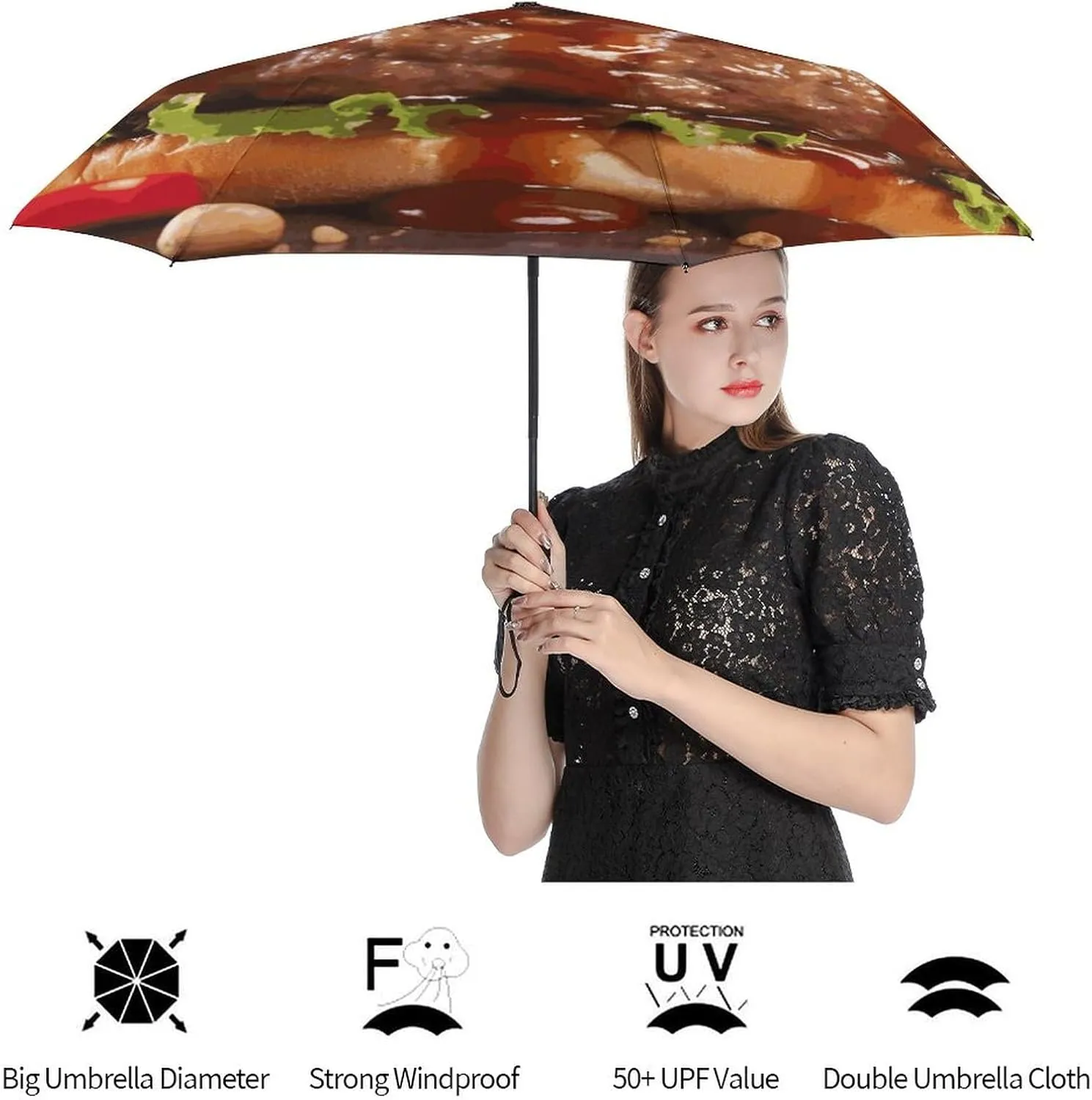 Windproof Travel Umbrella Abstract 3D Art Lion Compact Lightweight Portable Automatic Umbrellas for Rain for Car Backpack