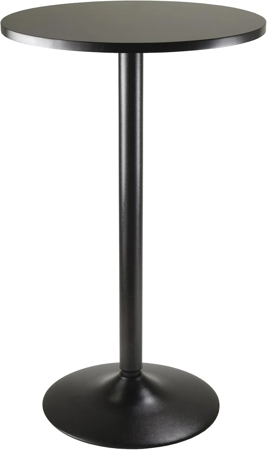 Winsome Obsidian Pub Table Round Black Mdf Top with Black Leg And Base - 23.7-Inch Top, 39.76-Inch Height, Pack of 1