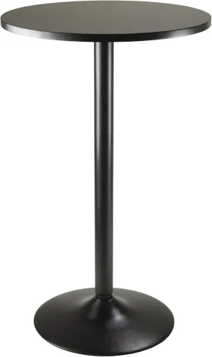 Winsome Obsidian Pub Table Round Black Mdf Top with Black Leg And Base - 23.7-Inch Top, 39.76-Inch Height, Pack of 1