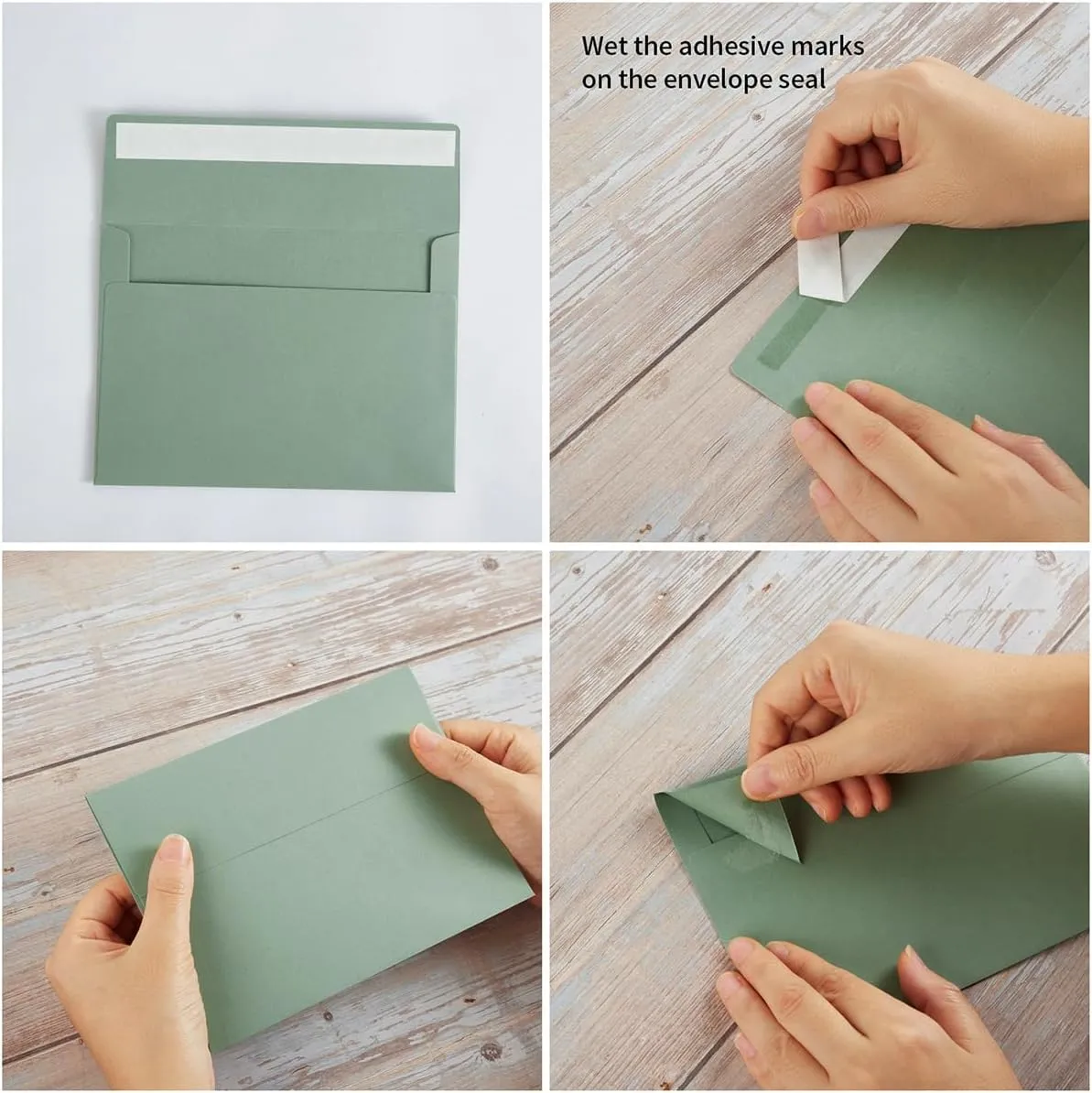 Wishop 100 Pack Sage-Green A7 Envelopes Self-Adhesive 5x7 Envelopes for Invitations, 5x7 Greeting Cards
