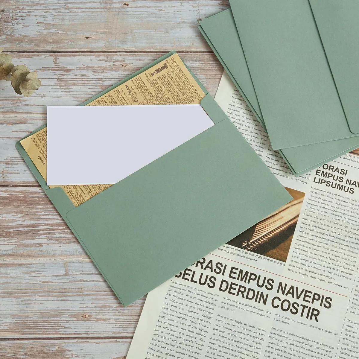 Wishop 100 Pack Sage-Green A7 Envelopes Self-Adhesive 5x7 Envelopes for Invitations, 5x7 Greeting Cards