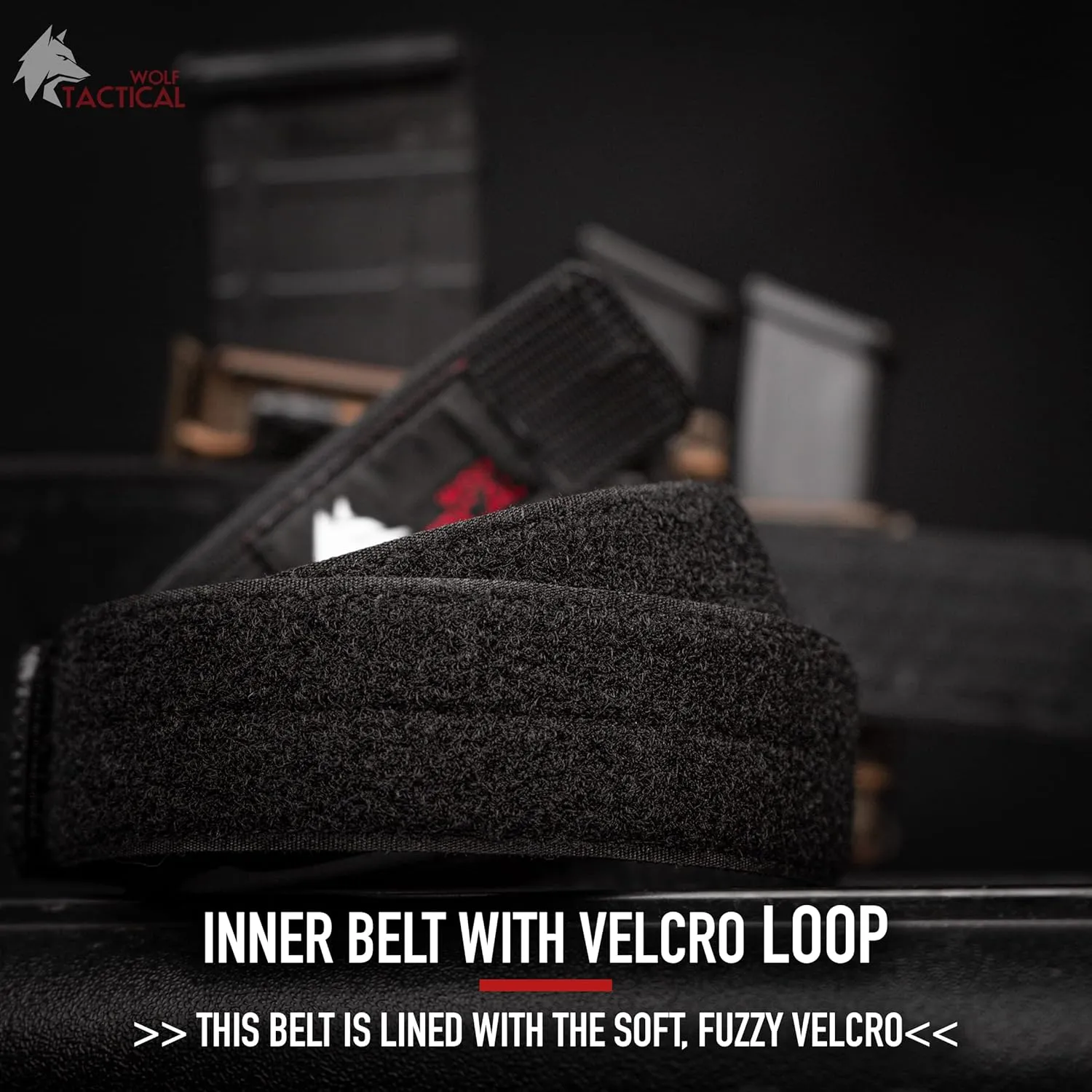 WOLF TACTICAL Loop Liner Inner for Duty & Battle Belt 1.5' Hook and Loop EDC Belt - Black Inner