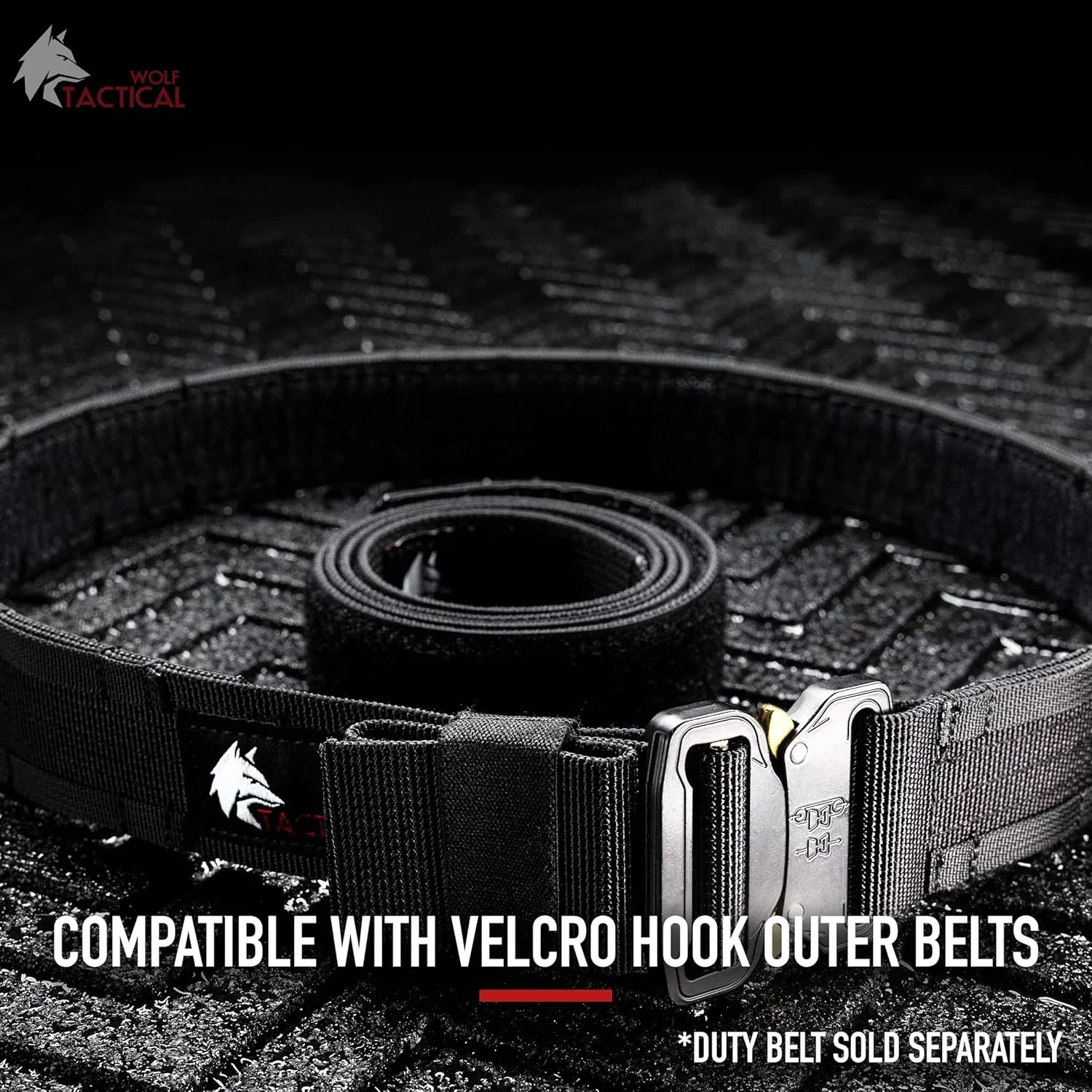 WOLF TACTICAL Loop Liner Inner for Duty & Battle Belt 1.5' Hook and Loop EDC Belt - Black Inner