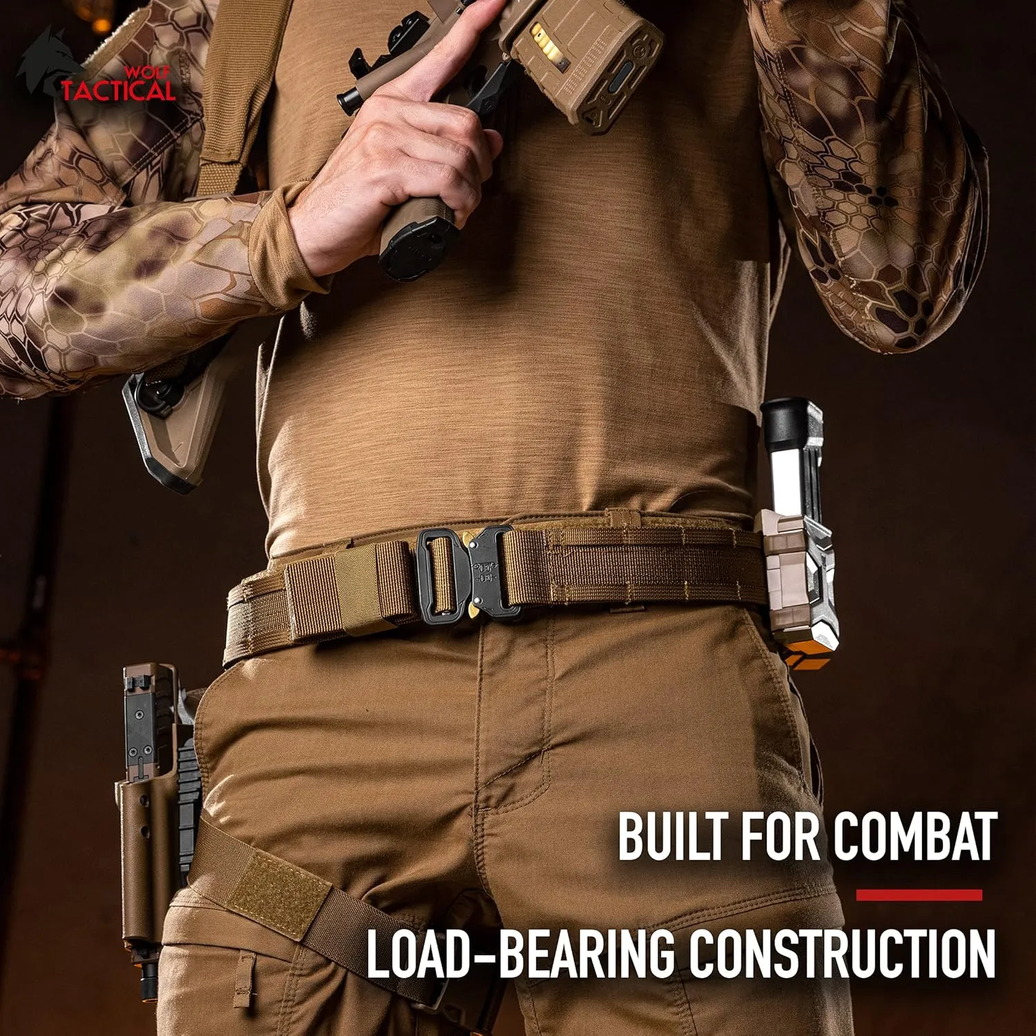 WOLF TACTICAL Molle Duty Belt - Duty Belts Law Enforcement Battle Belts Tactical Gun Belt 1.75” Quick Release Combat Belt