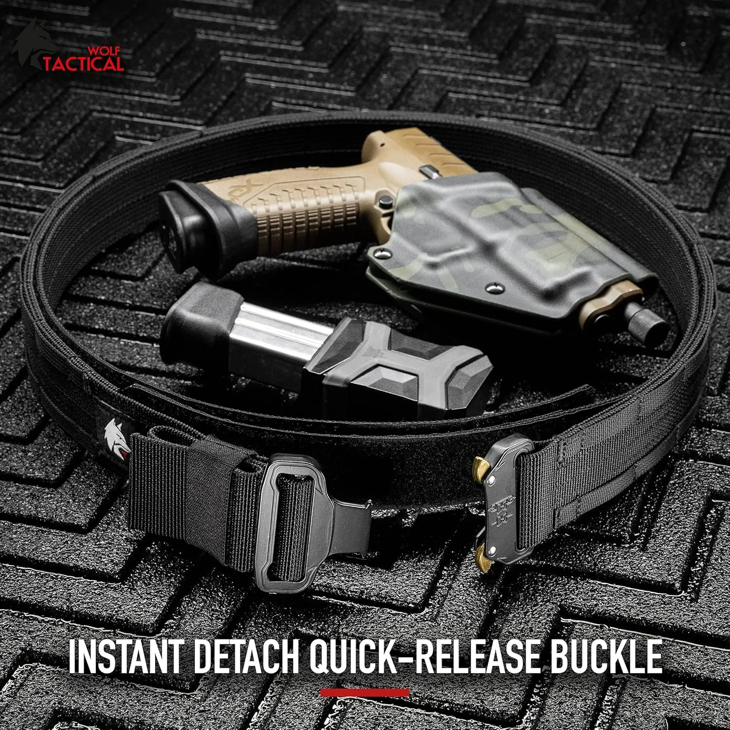 WOLF TACTICAL Molle Duty Belt - Duty Belts Law Enforcement Battle Belts Tactical Gun Belt 1.75” Quick Release Combat Belt
