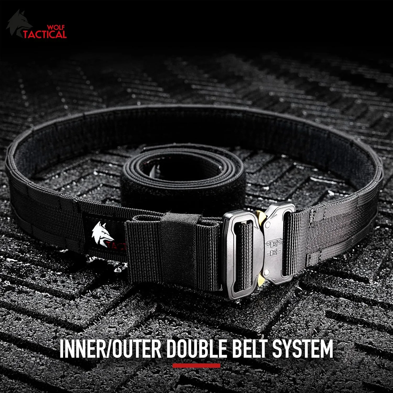WOLF TACTICAL Molle Duty Belt - Duty Belts Law Enforcement Battle Belts Tactical Gun Belt 1.75” Quick Release Combat Belt