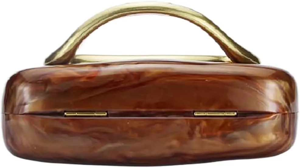Women Acrylic Clutch Box Metal Handle Evening Bag Trendy Ladies Shoulder Crossbody Purse for Wedding Party Causal